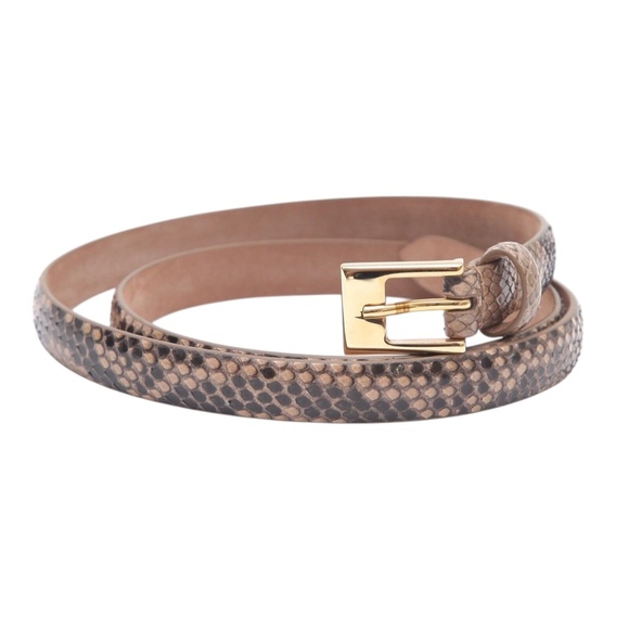 MICHAEL KORS Belt Thin Skinny Exotic Leather Brown - Picture 1 of 5